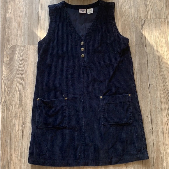 Vintage Navy blue cord pinafore dress - Picture 2 of 5
